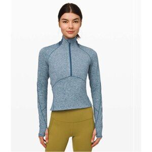 Lululemon Always Alert 1 2 Zip Heathered Petrol Blue Style W3CJXS Womens Size 4